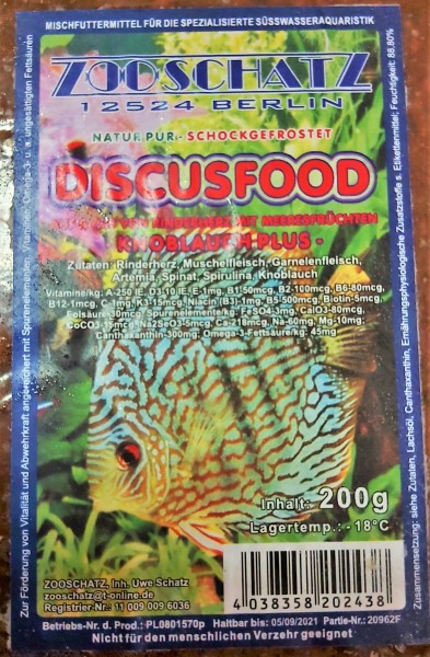 Discus Life Knoblauch Plus 200g TafelFrostfutter für Zierfische und Diskus im Aquarium