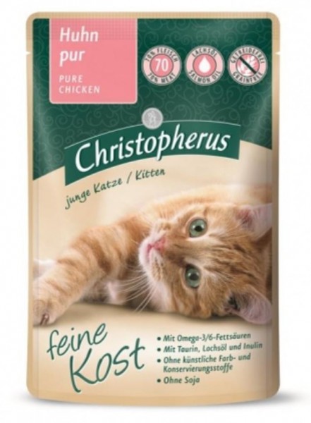 Christopherus Katzenfutter Kitten Huhn pur 85g gedreitefreies Katzenfutter kaufen für des Beste Katzen Nassfutter Futter für Ihre Katze