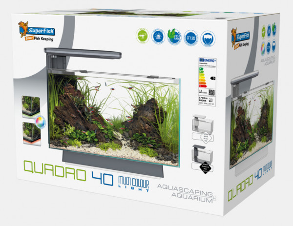 Quadro 40 Multi Colour - Nano Aquarium weiss